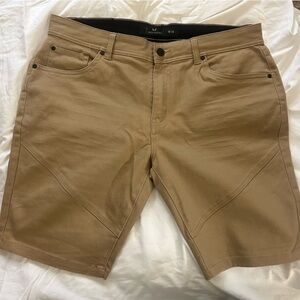 Nick Danger tan khaki shorts camping hiking stitching pockets W38